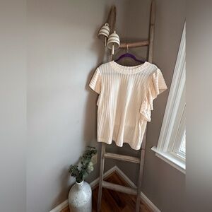 Chic Soul Cream Ruffle Sleeve Knit Top